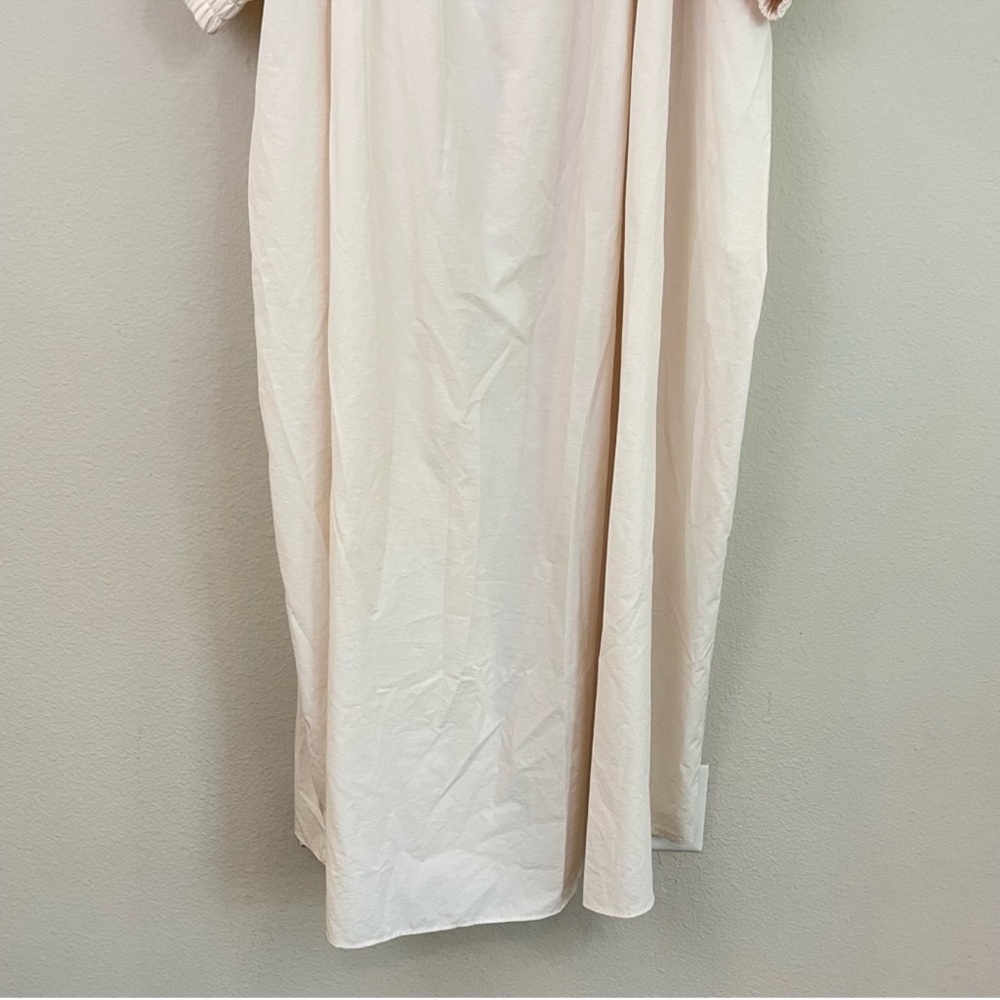 NAP Cream Tie Back Short Puff Sleeves Poplin Oversized Maxi Dress Size Small - Picture 7 of 12
